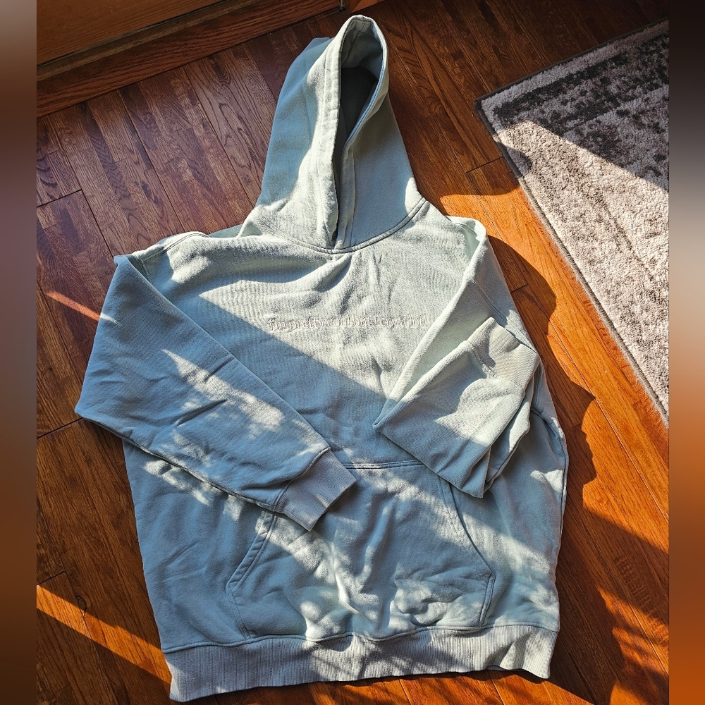 See The Way I See "I'm Pretty Cool But I Cry A Lot" Sage Green Hoodie - Picture 3 of 5